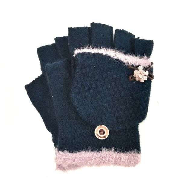 دستکش بافتنی زنانه مدل عروسکی کد 02 رنگ سرمه ای