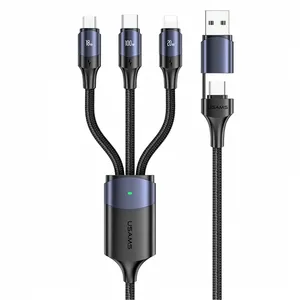 کابل تبدیل USB-c/USB به microUSB/USB-C /لایتنینگ یوسمز مدل US-SJ511 طول 1.2 متر
