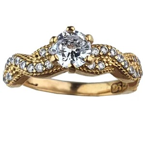 انگشتر زنانه مدل تک نگین طرح الماس 