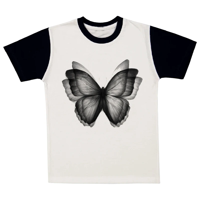 تی شرت آستین کوتاه دخترانه مدل پروانه A22