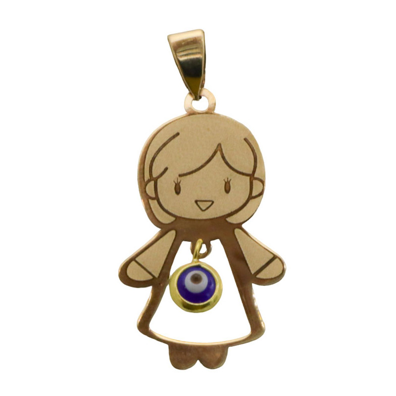 آویز گردنبند طلا 18 عیار دخترانه گالری رحمانی مدل چشم نظر طرح دختر آویز گردنبند طلا 18 عیار دخترانه گالری رحمانی مدل چشم نظر طرح دختر