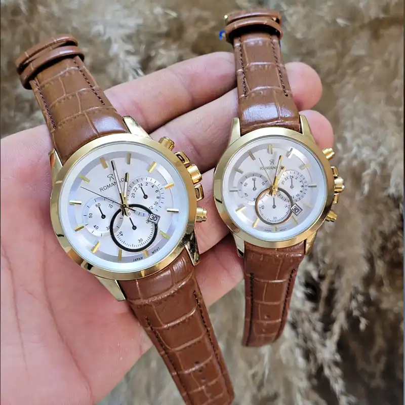 ست ساعت مچی عقربه ای زنانه و مردانه رومانسون مدل تک موتور ضد آب 01