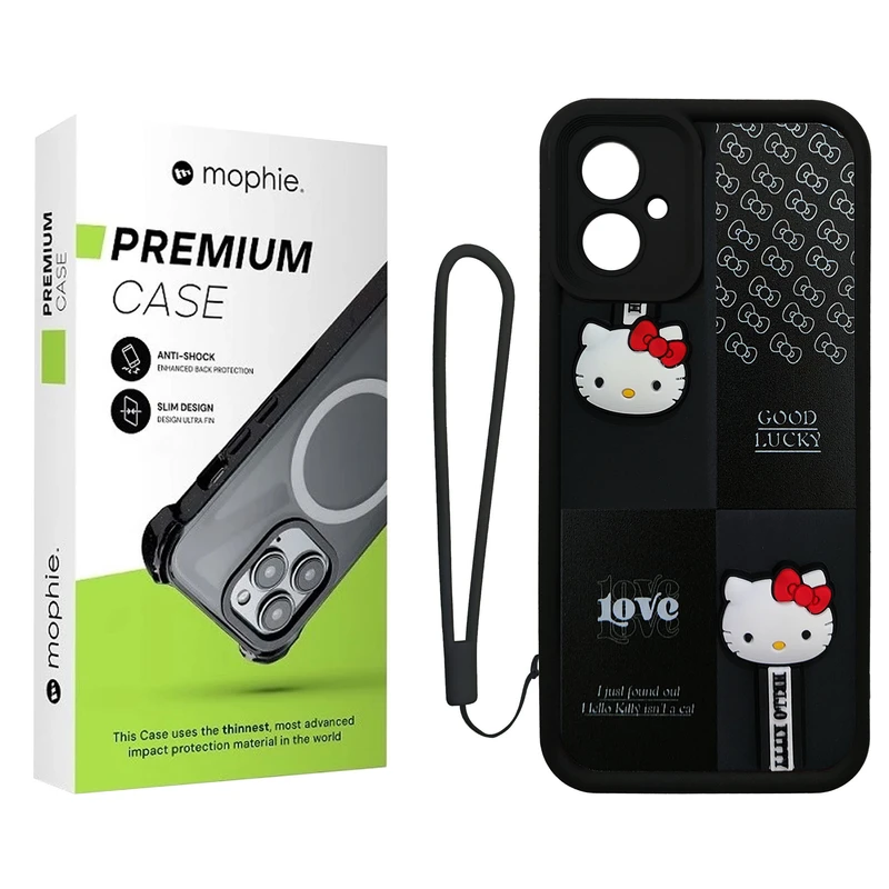 کاور موفی مدل Silicone Puffer Hello Kitty Strap مناسب برای گوشی موبایل سامسونگ Galaxy A05 به همراه بند