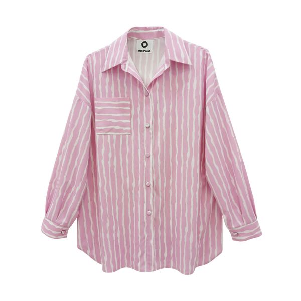 شومیز آستین بلند یقه برگردان زنانه ماه پوش مدل 1404 رنگ صورتی