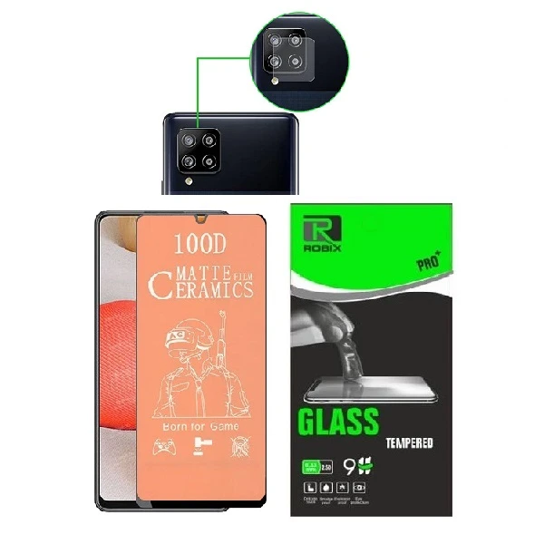 محافظ صفحه نمایش مات روبیکس مدل CR-A42 مناسب برای گوشی موبایل سامسونگ Galaxy A42 به همراه محافظ لنز دوربین