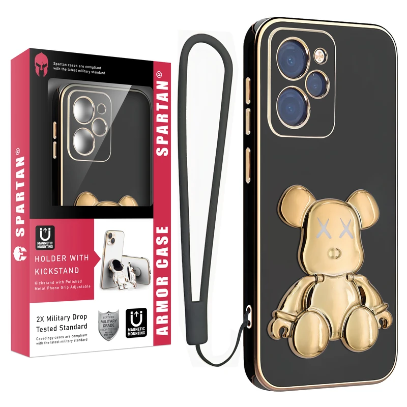 کاور اسپارتان مدل Teddy Bear مناسب برای گوشی موبایل شیائومی Poco X5 Pro به همراه بند نگهدارنده