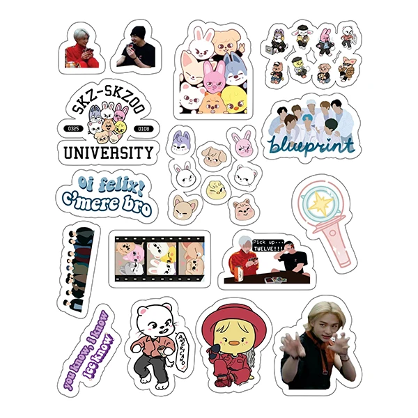 استیکر لپ تاپ توییجین و موییجین طرح Stray kids کد 10 مجموعه 15 عددی
