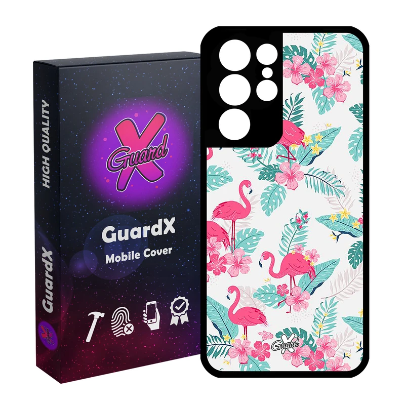 کاور گارد ایکس طرح فلامینگو مدل Glass10274 مناسب برای گوشی موبایل سامسونگ Galaxy S21 Ultra