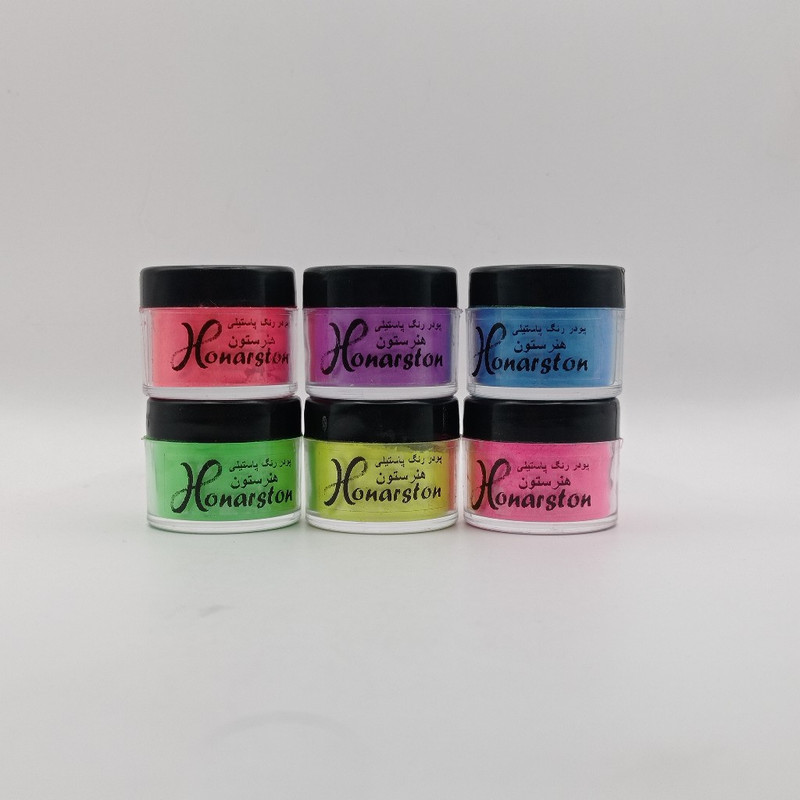 پودر رنگ رزین هنرستون مدل پاستیلی حجم 10 میلی لیتر بسته 6 عددی