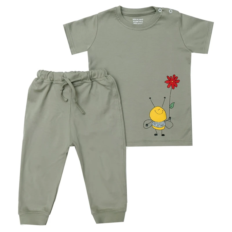 ست تی شرت و شلوار نوزادی ریکالاکو مدل پرهام