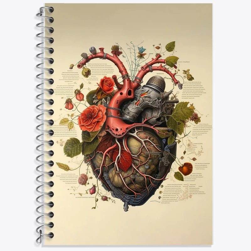 دفتر زبان 50 برگ خندالو مدل سه خط طرح قلب و گل کد F495