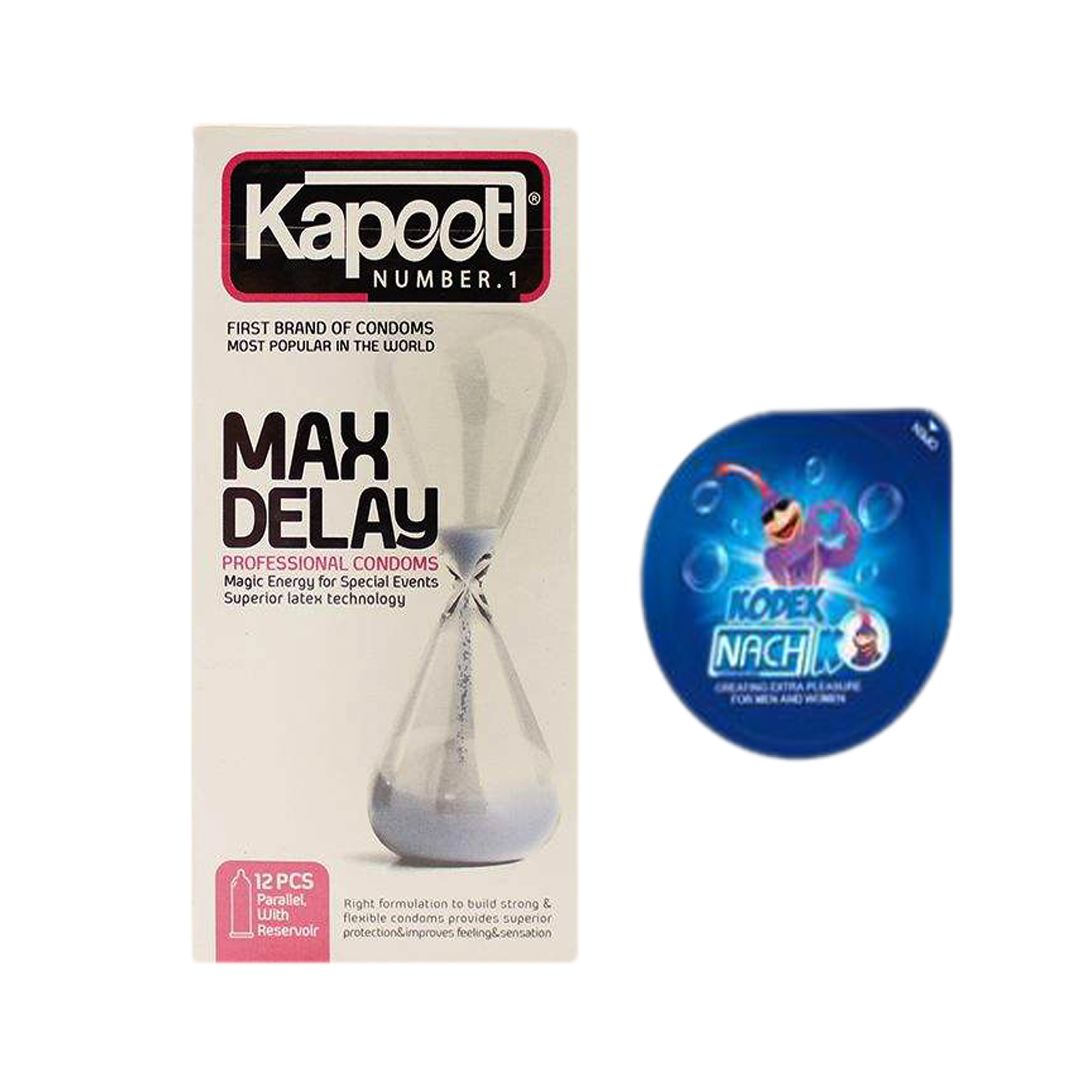کاندوم کاپوت مدل Max Delay بسته 12 عددی به همراه کاندوم ناچ کدکس مدل بلیسر 