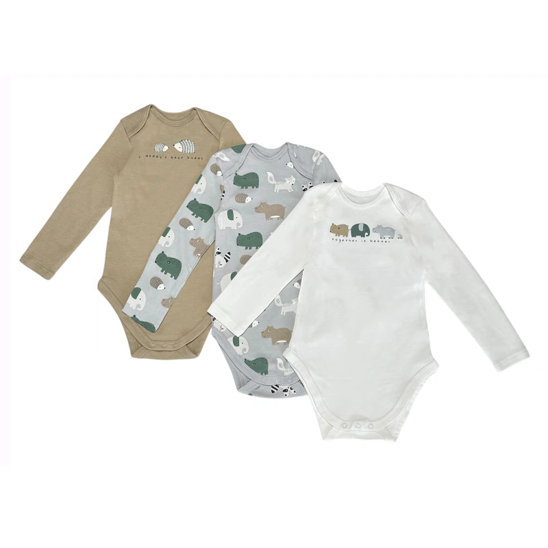 بادی آستین بلند نوزادی سی اند ای مدل 6590 مجموعه 3 عددی