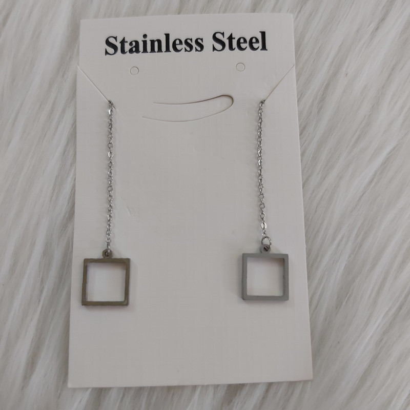 گوشواره زنانه مدل بخیه طرح مربع کد shape118