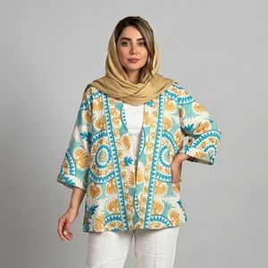 مانتو روی باسن زنانه مدل کلوش لینن سوزندوزی هندی کد AK1624