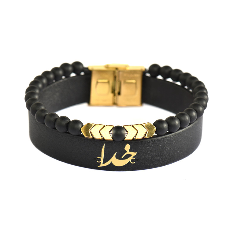 دستبند طلا 18 عیار مردانه فرشته طرح خدا کد UBCHL0005-0021