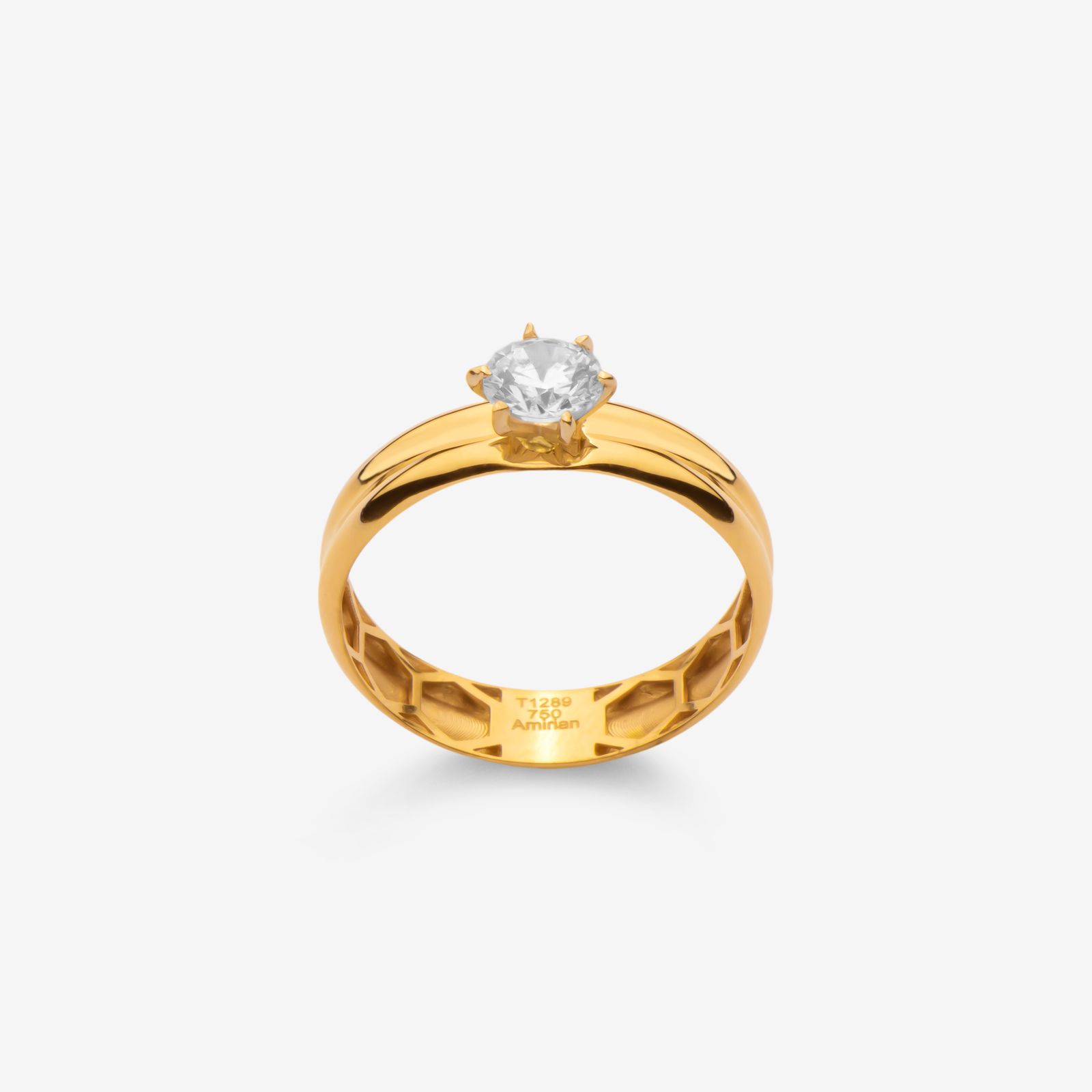 انگشتر طلا 18 عیار زنانه گلدم مدل R347021 سایز 59 -  - 1