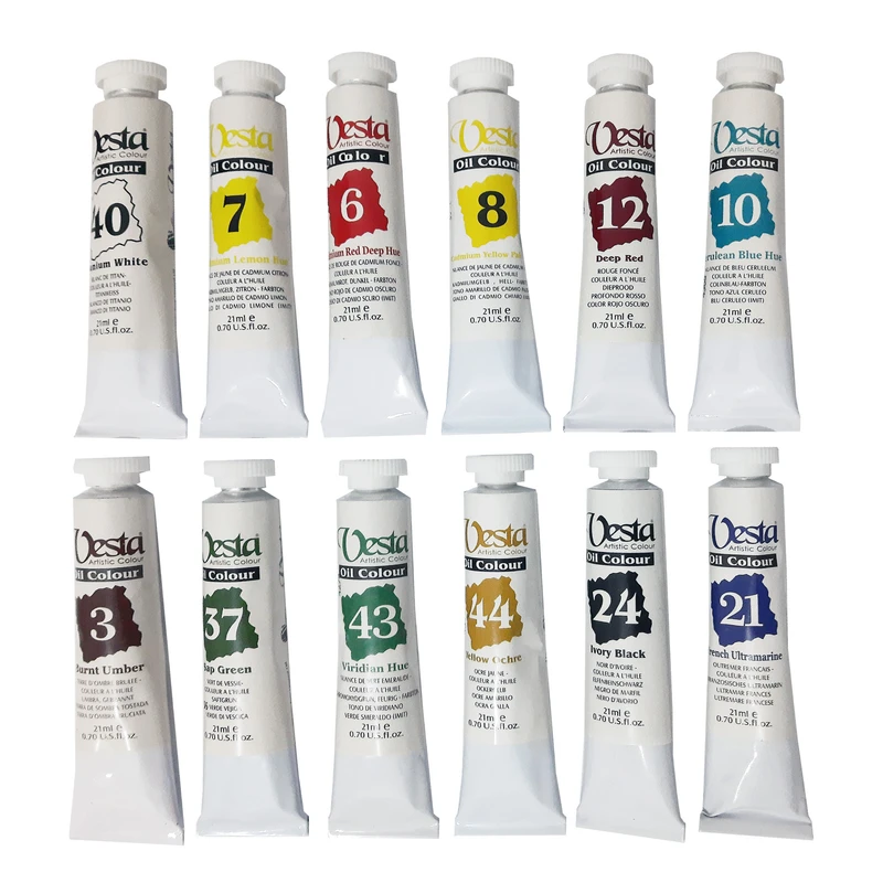 رنگ روغن وستا مدل Artistic Color حجم 21 میلی لیتر بسته 12 عددی