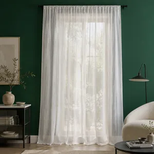 پرده تیکو دکو مدل کتان شفاف افکت دار طرح دوخت ساده سایز 280 × 300 سانتی‌متر