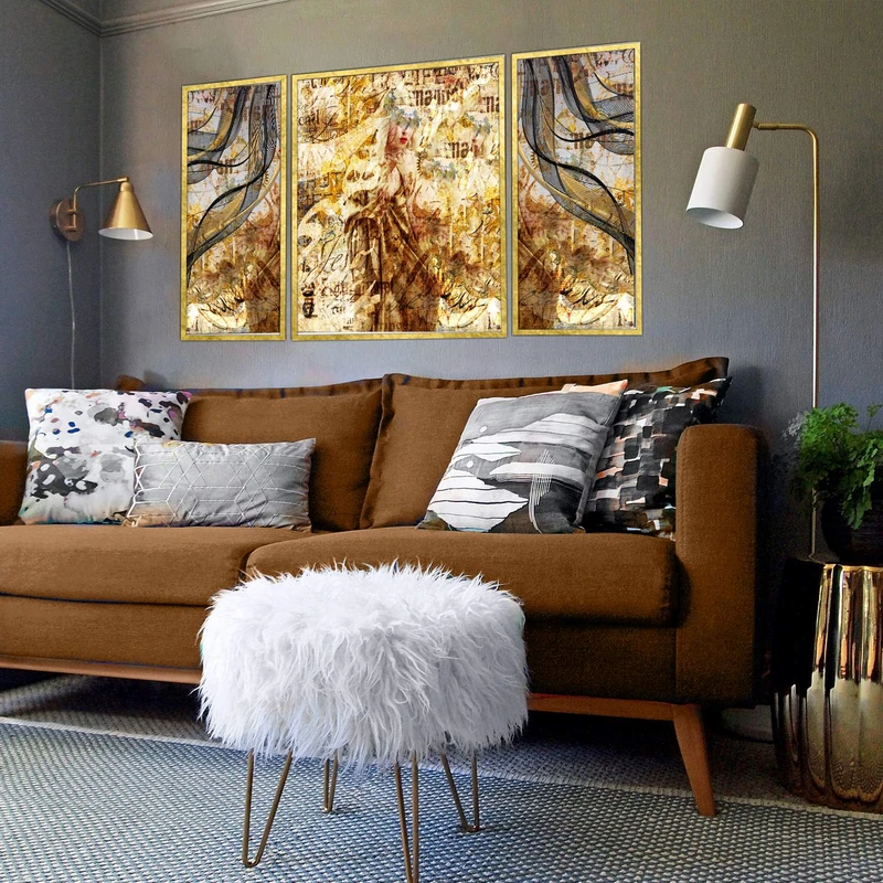 تابلو بکلیت طرح مدرن دیجیتال آرت مدل شاین اکلیلی کد T-2874 مجموعه 3 عددی