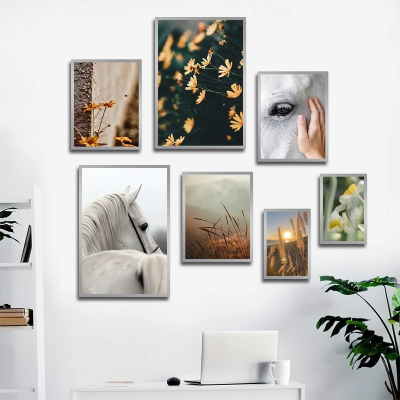تابلو بکلیت طرح طبیعت و اسب مدل SI-2270 مجموعه 7 عددی