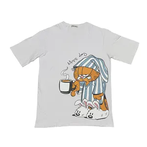 تی شرت لانگ زنانه مدل گارفیلد سفید