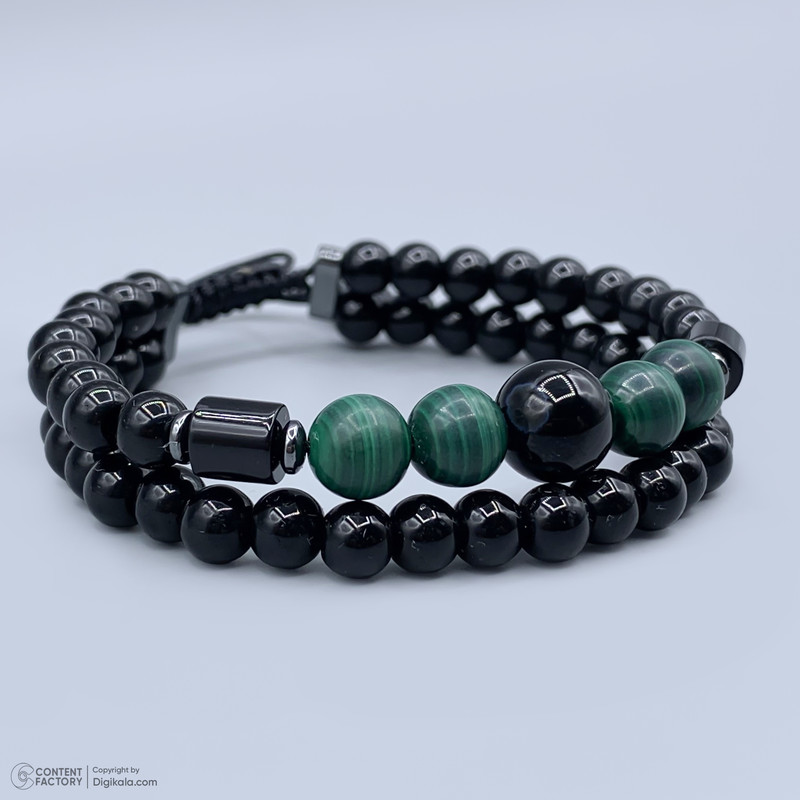 دستبند مردانه مدل مالاکیت اونیکس عقیق کد 002