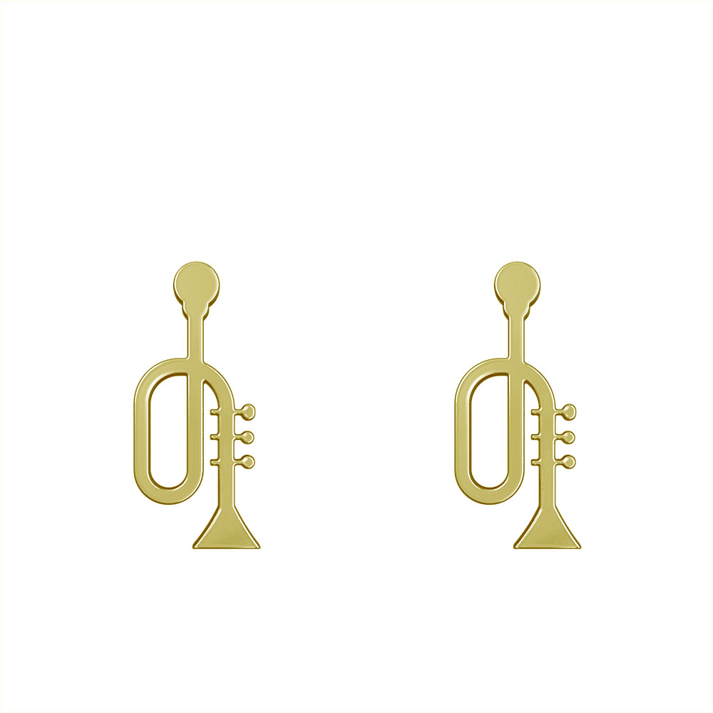 گوشواره طلا 18 عیار زنانه مدوپد مدل ترمپت کد GA1-10234