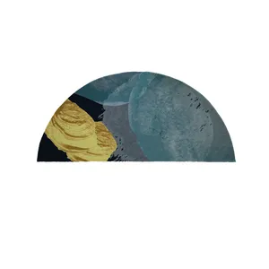 پادری مدل نیم دایره طرح کلاسیک آبی طلایی کد 8955 سایز 90×45 سانتی