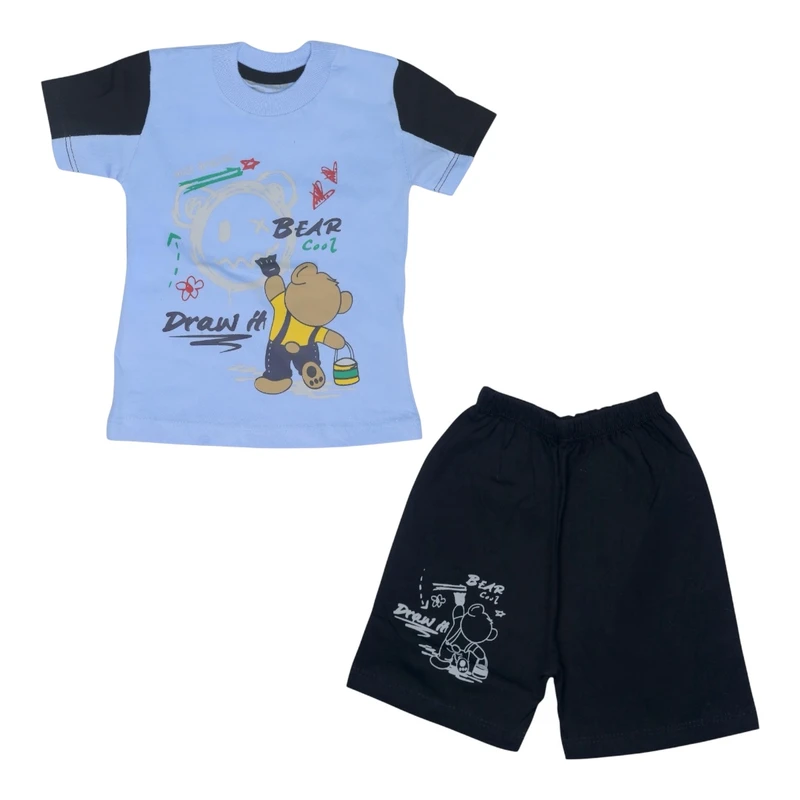 ست تی شرت و شلوارک پسرانه مدل PJ1145