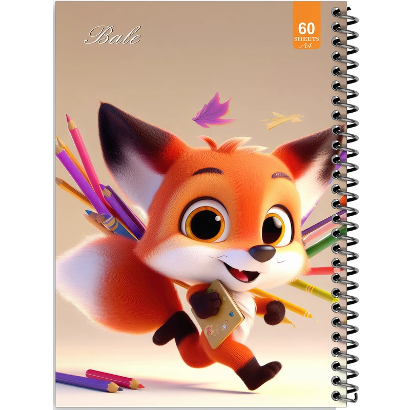دفتر نقاشی 60 برگ انتشارات بله طرح فانتزی روباه نقاش کد A4-O232