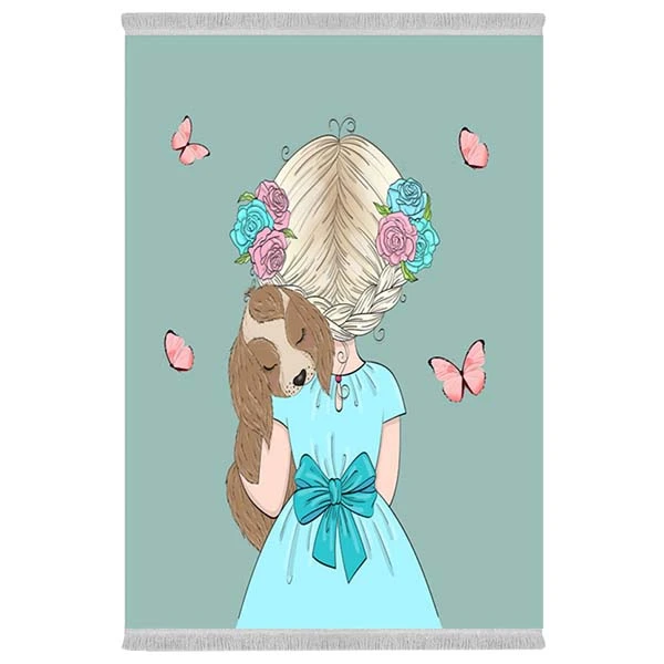 فرش پارچه‌ای دفه مدل فرشینه هازان مخمل طرح فانتزی کد 3425