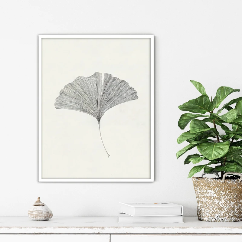 تابلو آتریسا طرح برگ جینکو مدرن مدل ATFF174 فریم سفید