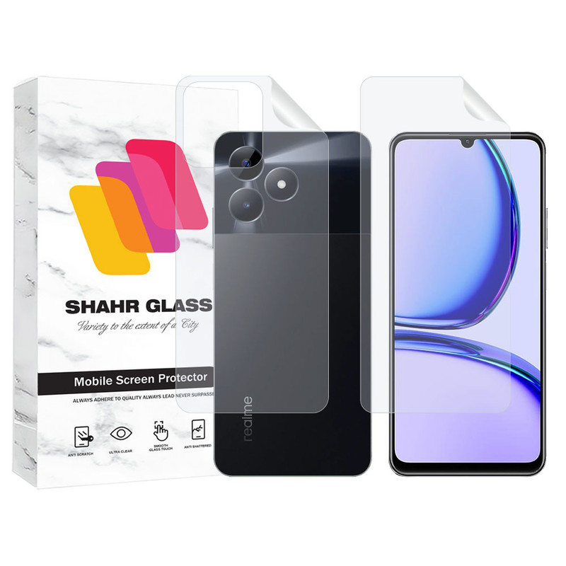 محافظ صفحه نمایش شهر گلس مدل MTNANFBSH مناسب برای گوشی موبایل ریلمی C53 به همراه محافظ پشت گوشی