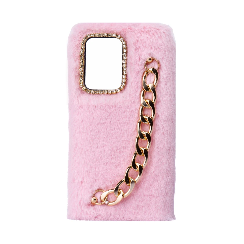  کاور طرح دخترانه دستبندی مدل خزدار پشمالو زنجیردار مناسب برای گوشی موبایل شیائومی redmi Note 12 Pro 5G