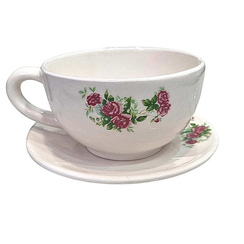 فنجان و نعلبکی طرح گل سرخی