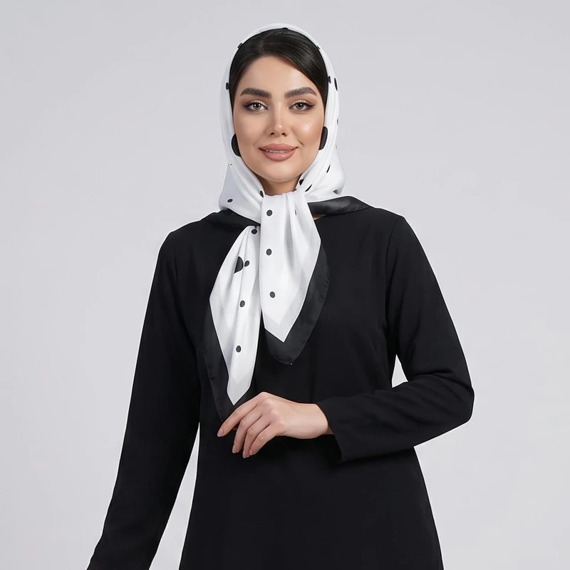 دستمال سر و گردن زنانه مدل مینی نخی طرح توپی کد ana-2681