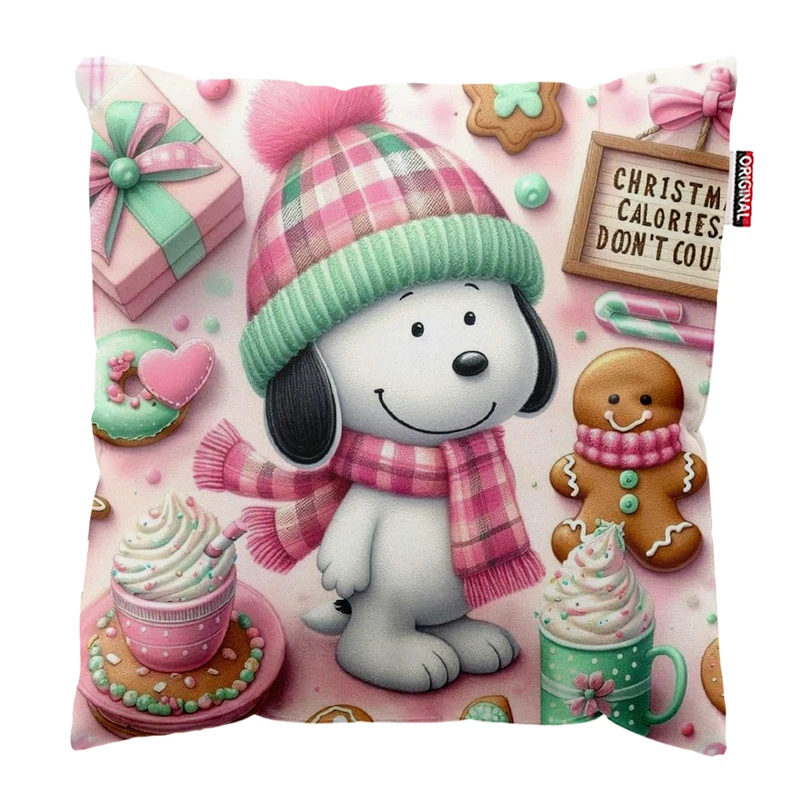 کوسن پاد آفرین مدل کریسمس طرح اسنوپی کد PK402573 سایز 40*40 سانتی متر 