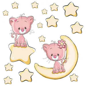 استیکر دیواری کودک تُکتم طرح ماه و ستاره کد 14