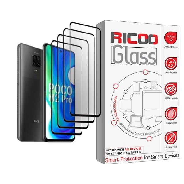 محافظ صفحه نمایش ریکو مدل Glass MIX004 مناسب برای گوشی موبایل شیائومی Poco M2 Pro بسته چهار عددی