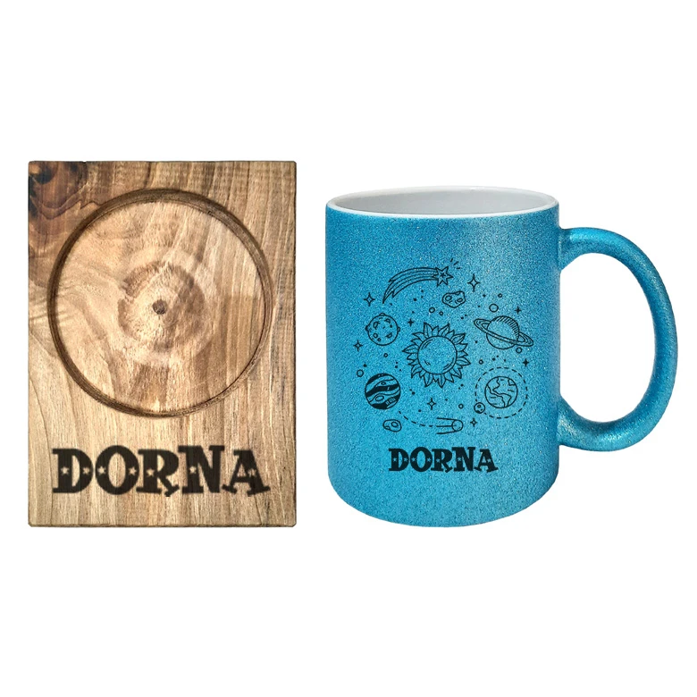 ماگ گالری وبفر مدل کهکشان طرح درنا به همراه زیر لیوانی