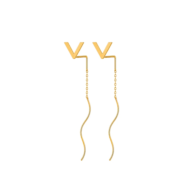 گوشواره بخیه‌ای طلا 18 عیار زنانه مان گالری مدل کرلی V کد EA01-0035600