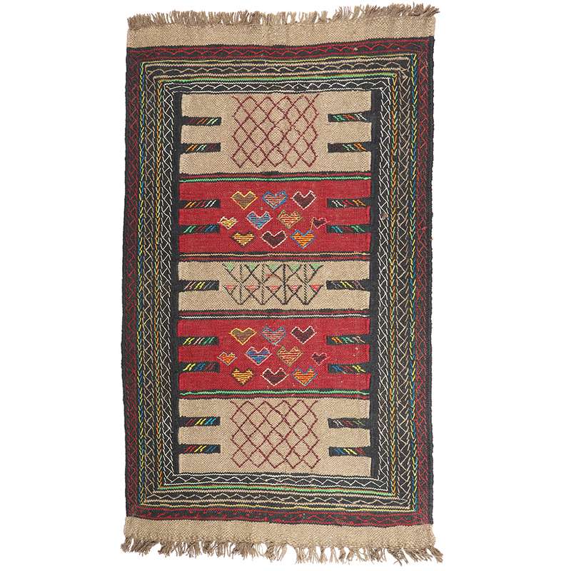 گلیم دستبافت دو متری طرح سفره کردی کد 1408262