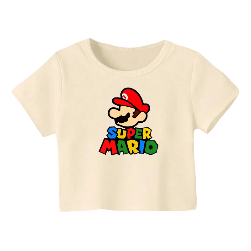 کراپ‌ تی‌شرت آستین کوتاه زنانه مدل ماریو کد 8