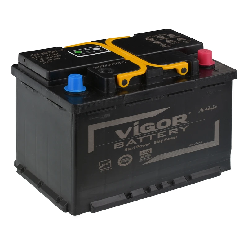 باتری اتمی 12 ولت 70 آمپر خودرو آذر باتری مدل ویگور