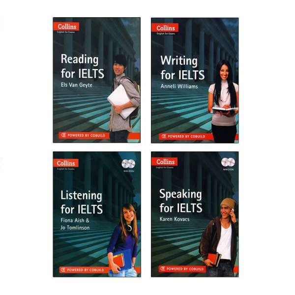 کتاب های Collins for IELTS اثر جمعی از نویسندگان انتشارات زبان مهر 4 جلدی 