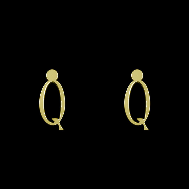 گوشواره طلا 18 عیار زنانه مدوپد مدل حرف Q کد GA1-17137