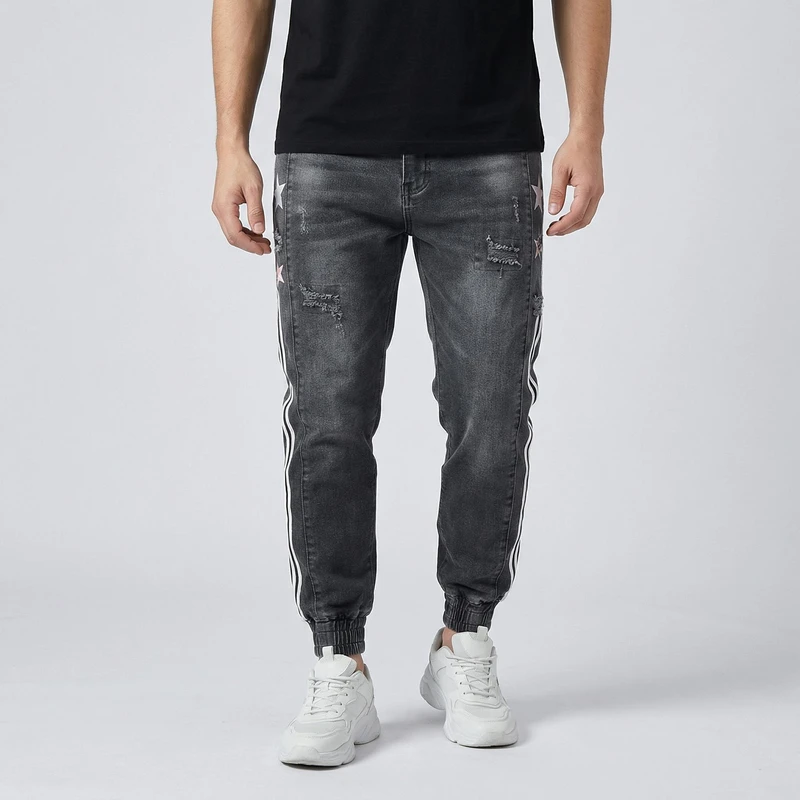 شلوار جین مام فیت مردانه مدل جاگر دمپا کش کد j.k01