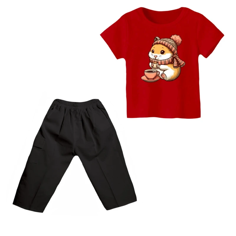 ست تی شرت و شلوارک پسرانه مدل سنجاب کد 3