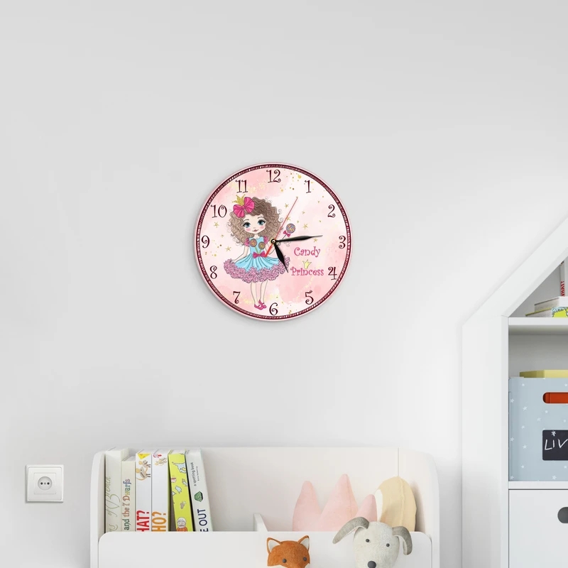 ساعت دیواری کودک طرح دختر آبنباتی کد 1358